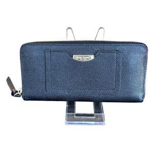 Henri Bendel Black Saffiano Leather Wallet Full Zip